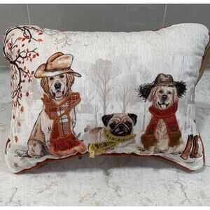 GOLDEN RETRIEVER & PUG DOGS in Cowboy Hats Scarves w/ Boots & Fall Dog Pillow